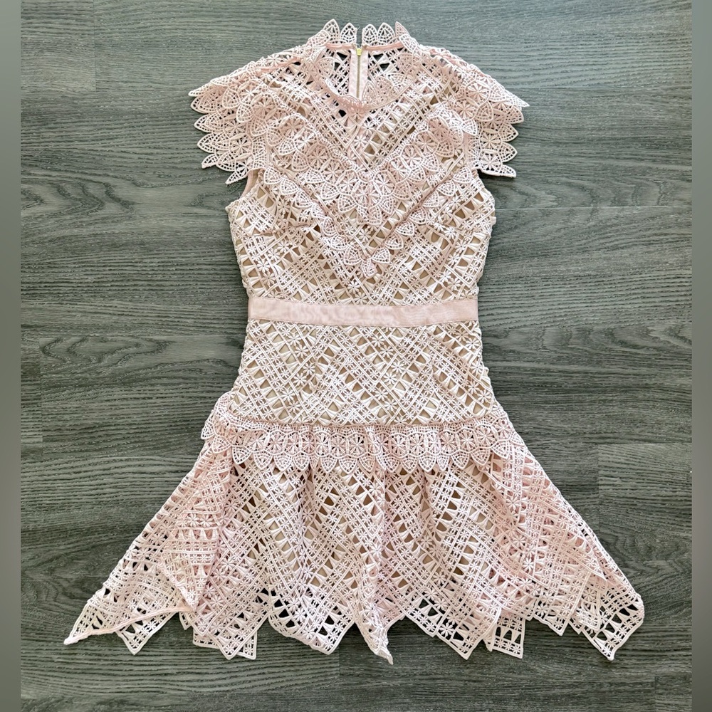 Self-Portrait Pink Lace Sleeveless Dress Women’s Size 6